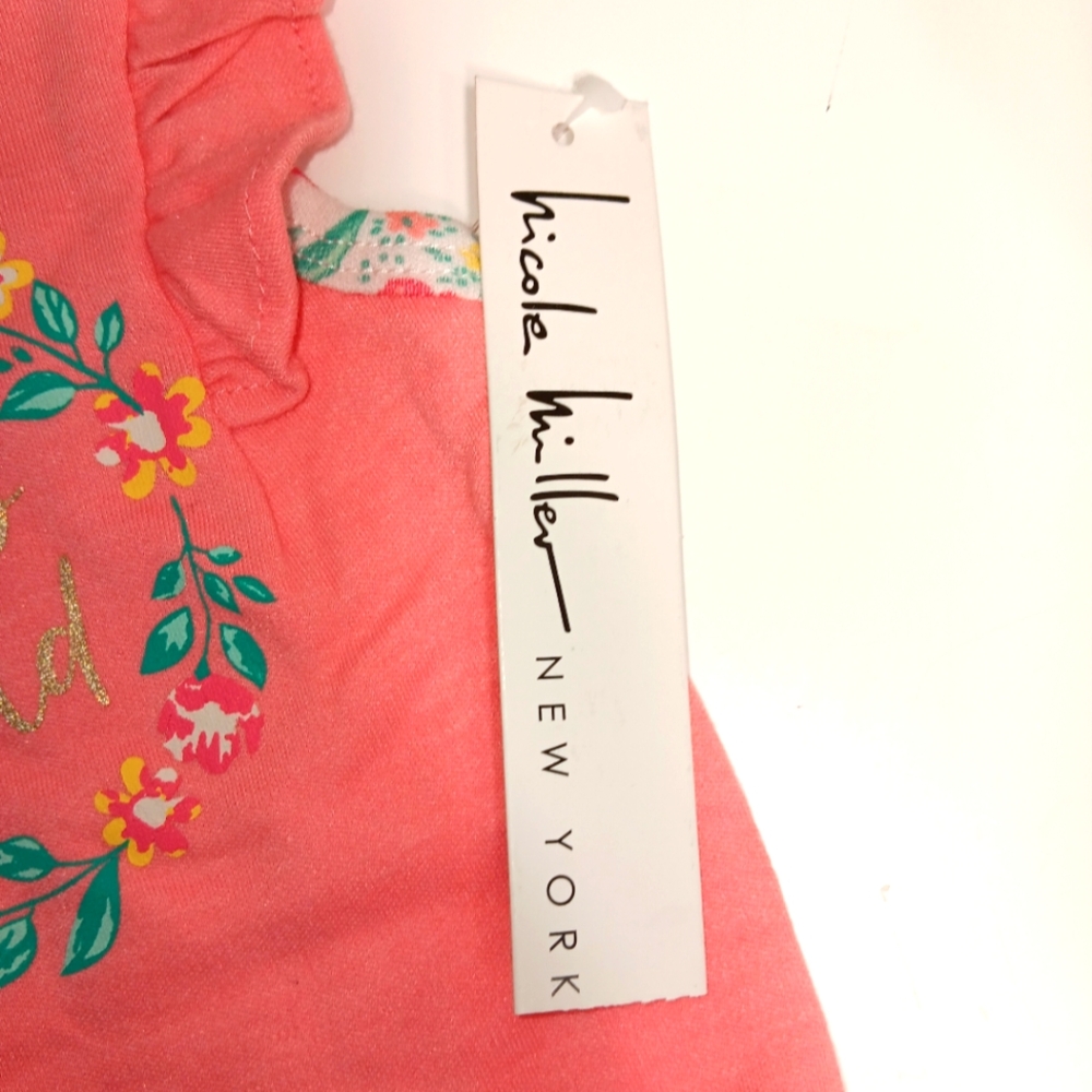 Nicole Miller New York Peach Spring Floral Onesie 0/3 Months NWT! - Picture 2 of 9